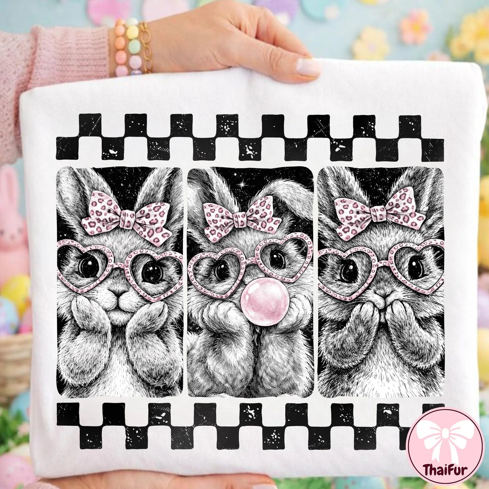 Preppy Easter Leopard Bunny